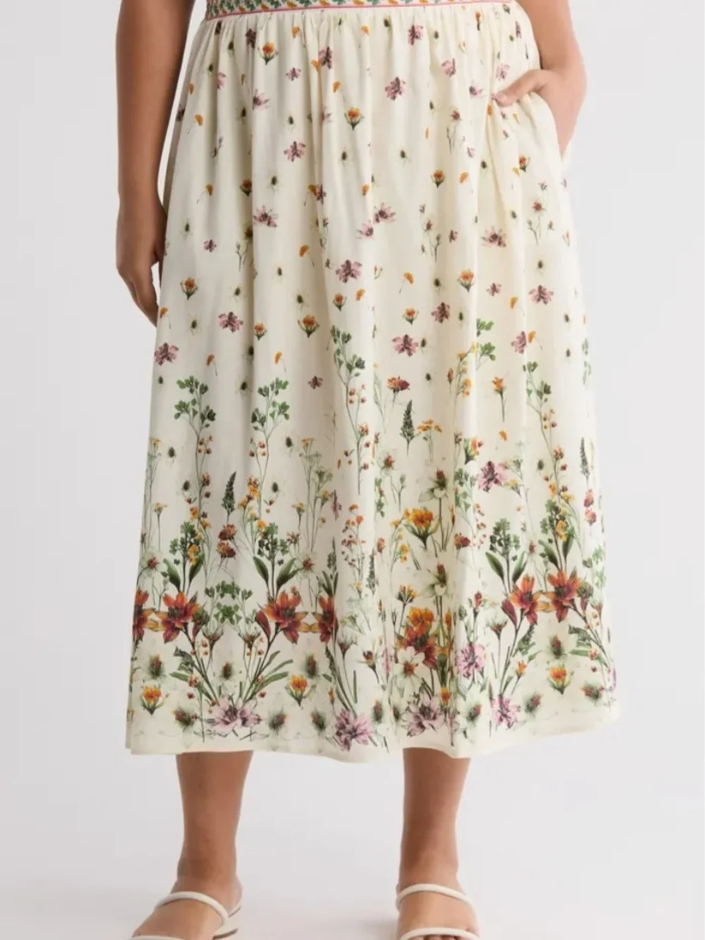 NWT Max Studio Floral Midi Skirt Plus Size 2X Cottagecore Feminine Bohemian - Picture 1 of 10